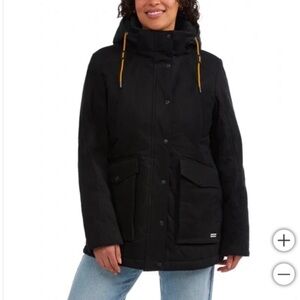 Hunter Black ‘Field’ Hooded Jacket with Quilted Design and Sherpa Lining